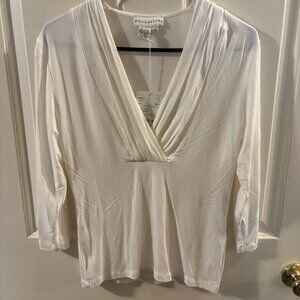 Doncaster Women's White V-Neck Long Sleeve Top ~ XS ~ NWT ~ Org. Price $110